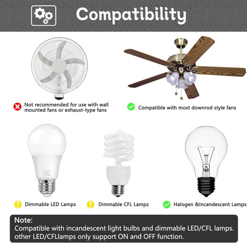 FEKOTS Universal Ceiling Fan Remote Control Kit,Hampton Bay Fan Remote Kit Replacement for Hunter,Harbor Breeze, Home Decorators,3-Speed, Light Dimming,Time Delay, KUJCE10320/TR222A,2AAZPHD3/HD3,98130,TX028C - Image 3